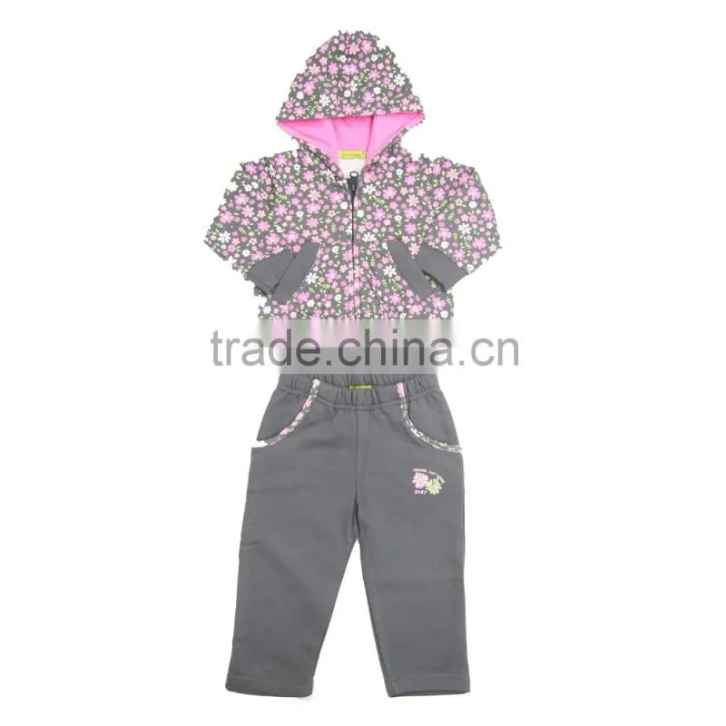 Kevince girl jogging set CVC french terry OEM factory clothing