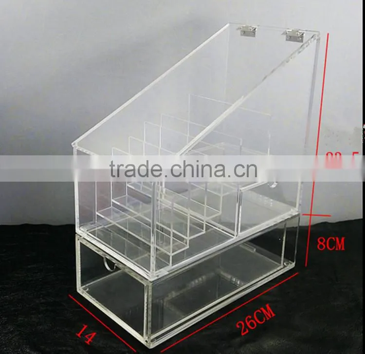 100% virgin material professional produce acrylic cosmetic case box with drawers