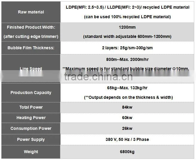 2 Layers High Quality Plastic air bubble wrap film machinery