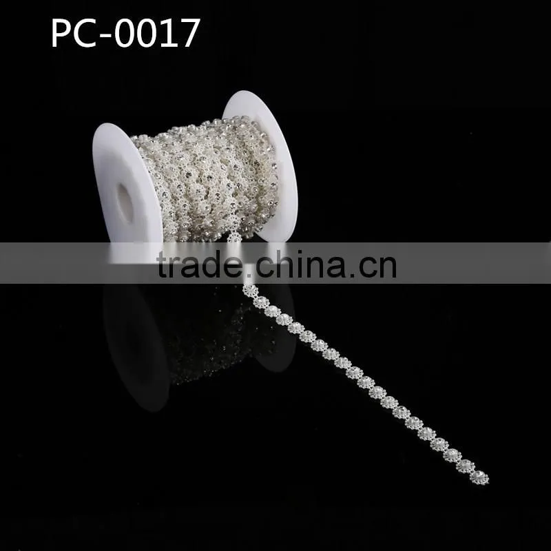 Bling bling decorative rhinestone trim pearl bridal head rhinestone chain