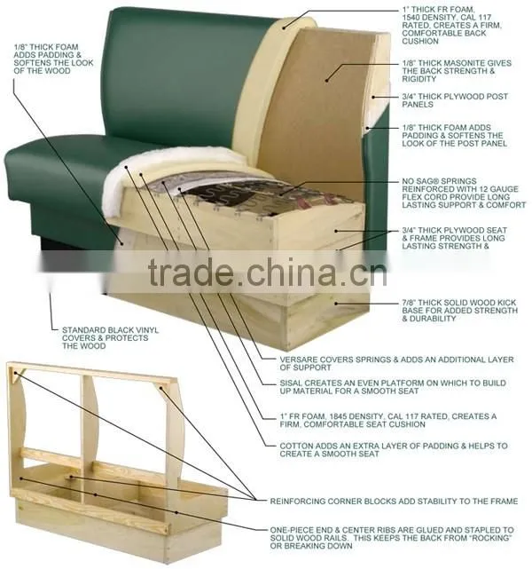 Hot sale restaurant booth sofa seat with solid wood legs booths for sale