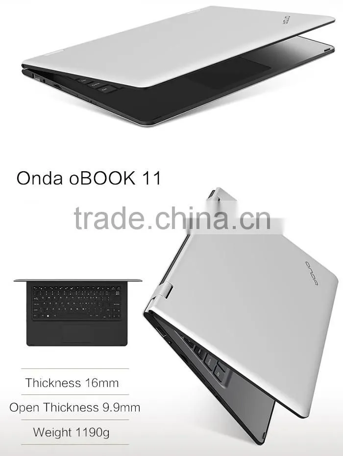 Onda oBOOK 11 Ultrabook Laptop 11.6 inch Win 10 + Android 5.0 Intel Cherry Trail Z8300 64bit Quad Core 1.44GHz 4GB RAM 64GB