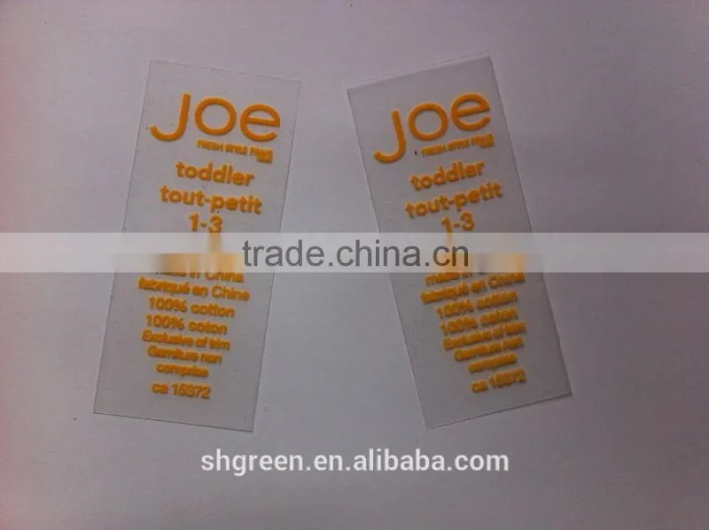 Transparent film size heat transfer label tags for T-shirt