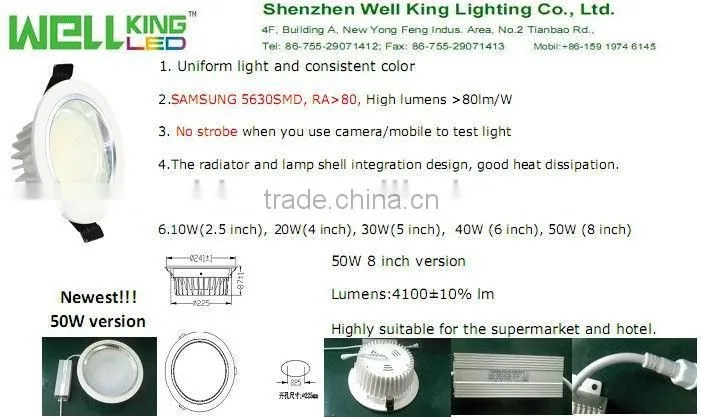 4inch 5inch 6inch 110-277 volts led recessed downlight for USA market