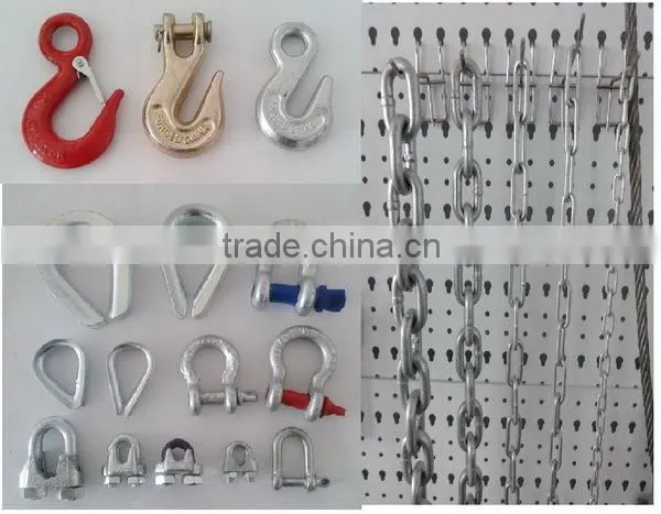 Rigging hardware hook, wire rope thimble, clips, chain shackle