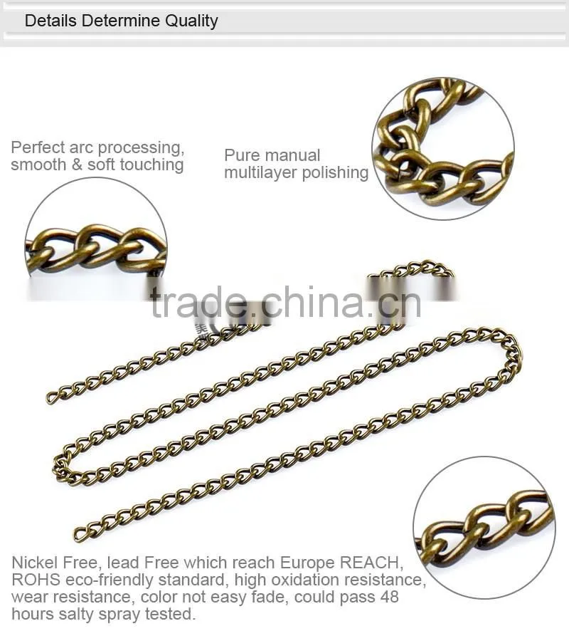 Wholesale antique brass custom metal chain handle for handbag