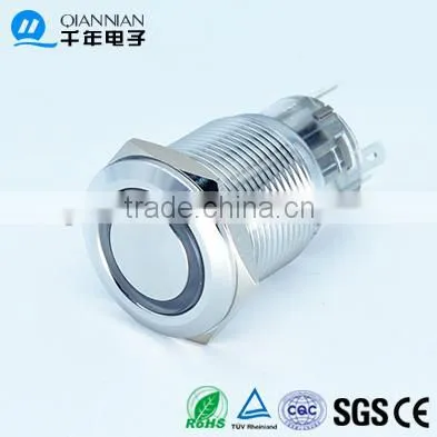 QN19-S1 19mm Ring Type Momentary|Latching Flat Head Pin terminal Waterproof metal push button switch