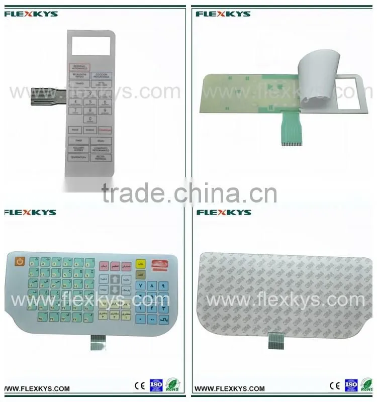 OEM flat keys membrane keypad with technical support for microwave oven