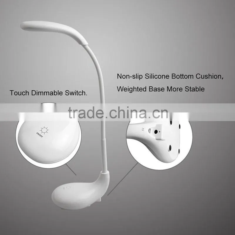 Excelvan Desk Lampe Golf Type Lamp Changeable 3-Light Mode Touch Sensor USB LED Eye Care Lamp Light with Adjustable Gooseneck