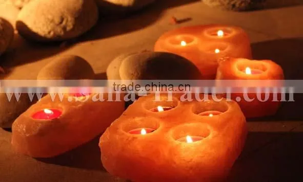 Himalayan Natural Crystal Rock Salt 1,2,3,4 Hole Tea Light Holder / Candle Holder