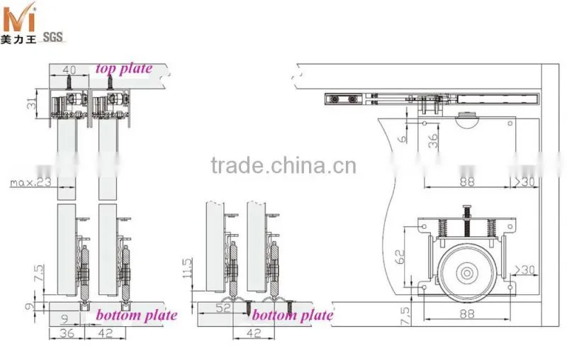 Soft Closing Sliding Wardrobe Hardware Door System