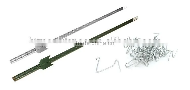 Green color coated 1.24lb iron T-Post with clips