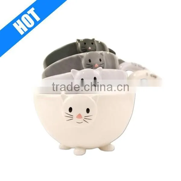 Whole Sale Porcelain Ceramic Animal Cat Measuring Cups Baking Bowls