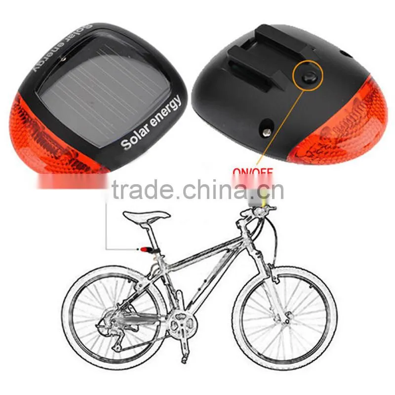 Solar Power LED Bike Bicycle Rear Tail Light Lamp Red Lighting Adjustable Clamp