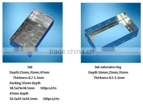 1+1+1 47mm sizes Electrical connecting metal Boxes Iraq GI boxes sizes