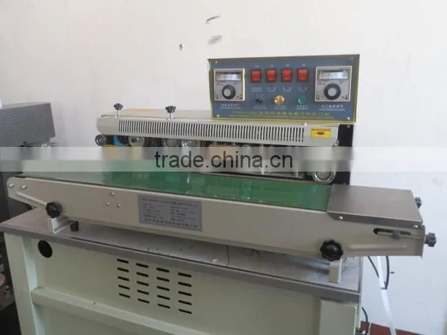 Porfessional design continuous type sealing machine/plastic bags sealer machine price