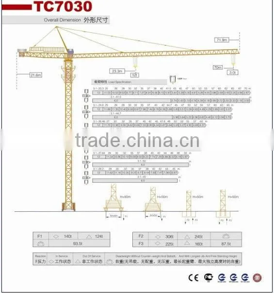 50m TC7030 Tower Crane