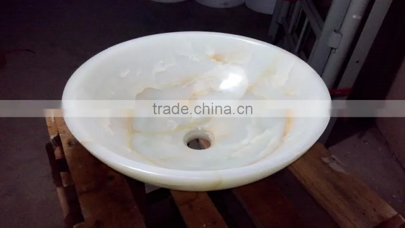 Round shape onyx bathroom sink and basin