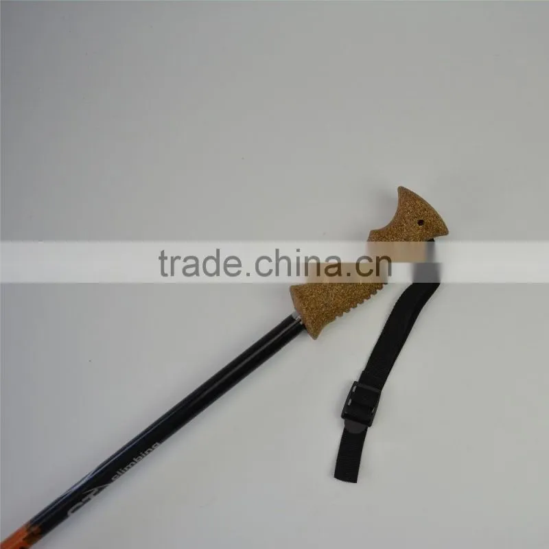 2016 New trekking pole, carbon fiber, CORK handle, 3 sections, external lock, SZ15507