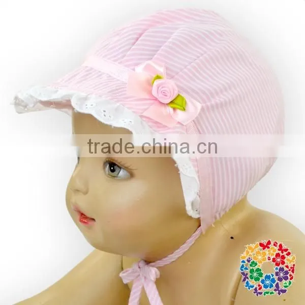 Wholesale baby hat pink cheap sun visor hat with bow wholesale baby sun hat