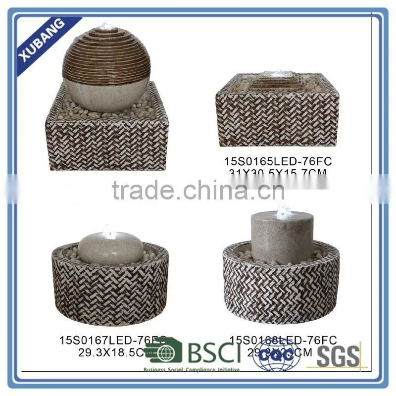 sandstone sphere water feature with LED light fiberglass designed fountain