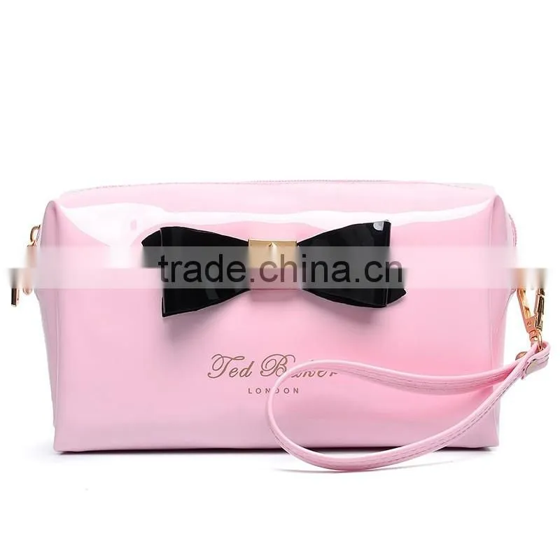 Lovely princess pink carry makeup bags PU cosmetic bag toiletry bag