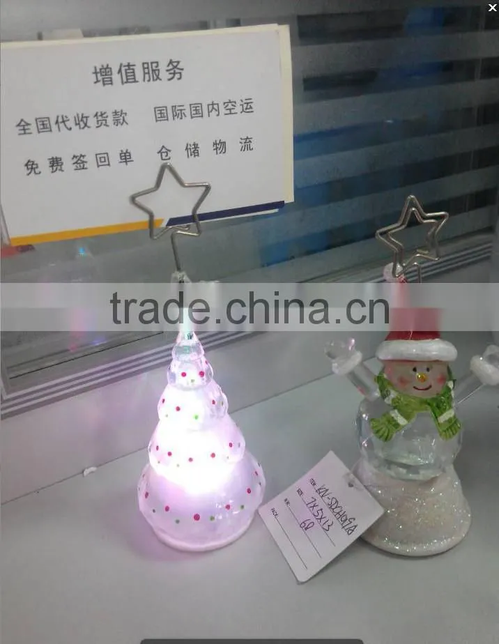 led acrylic plastic mini tree snowman business card holder
