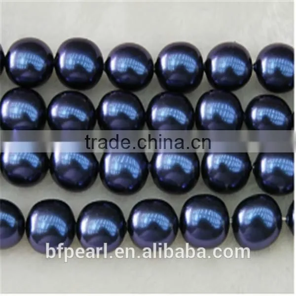 16" 16-20mm Egg Shaped Dark Blue Shell Pearls Strands for Making Jewelry