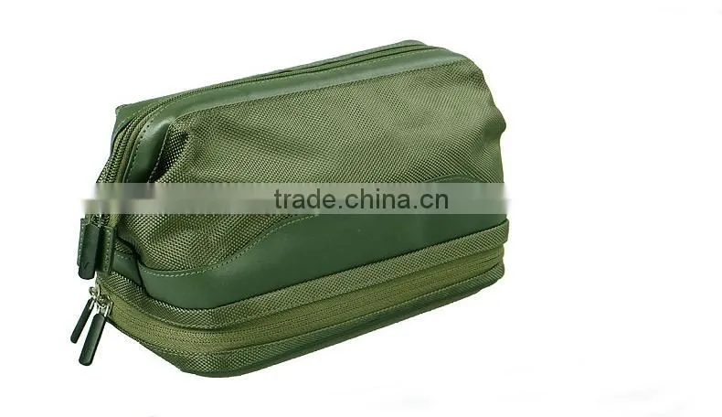 Fashion PU+polyester folding men toiletry bag for travel
