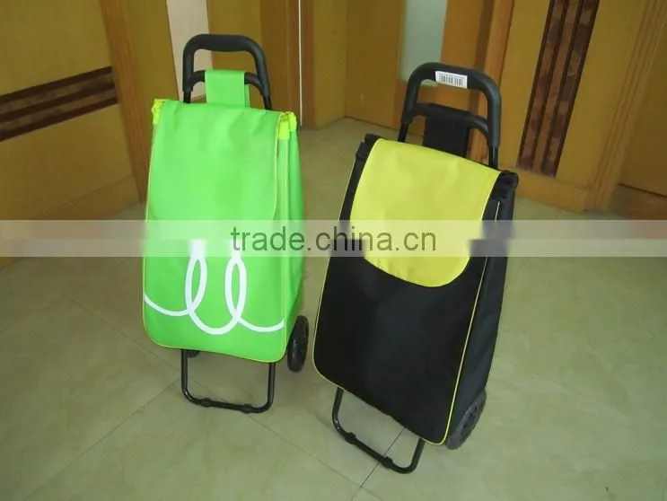 colorful shopping foldable trolley bag with wheels