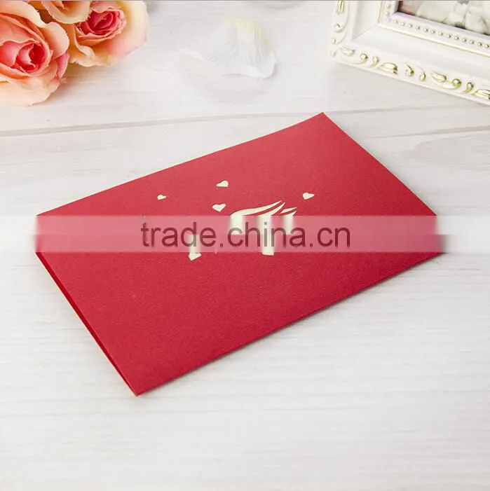 High Quality Paper Material Happy Wedding Day Card, Greeting Card,Valentine Day Card 3D Paper Handmade Folding Greeting Cards