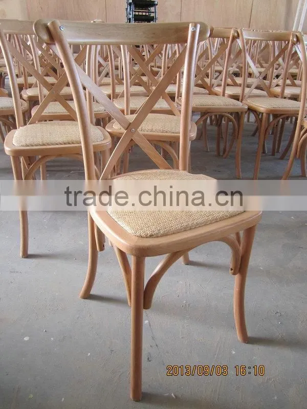 wholesale wood X cross back dining chair with cushion for living room