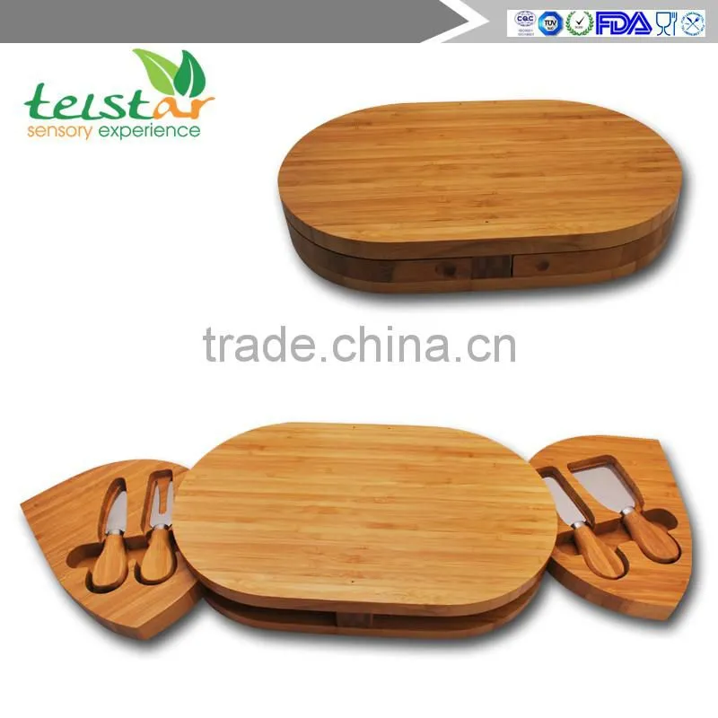 Manufacturers selling 100% of the natural bamboo cheese board and sliding out type and cutlery drawer