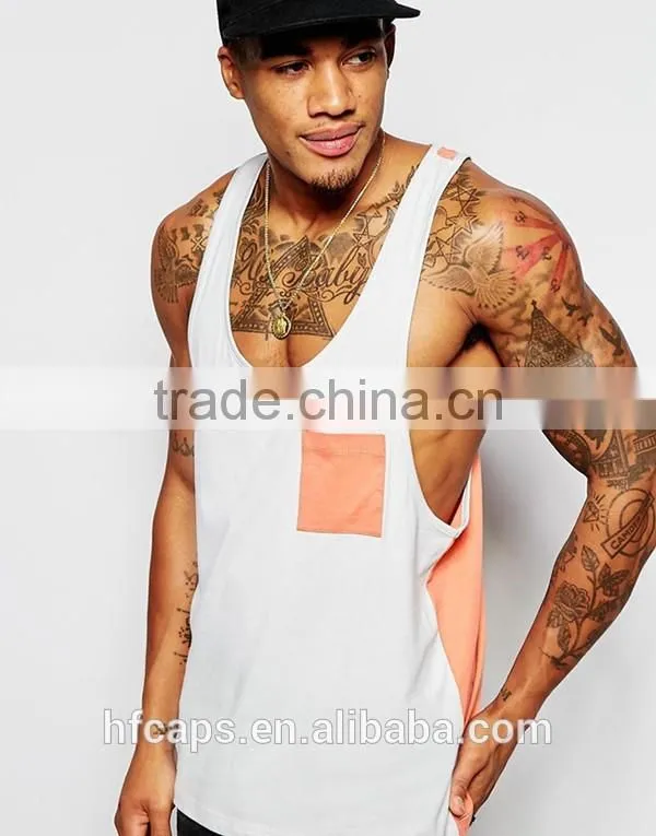 Fashion Men Plain Tank Top With a Pocket