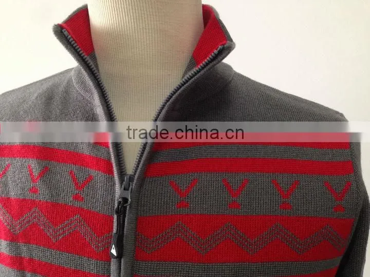 Merino wool zip cardigan men's sweater