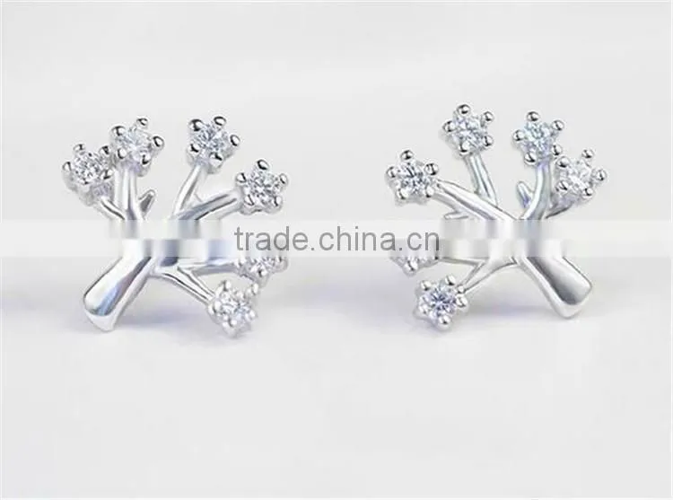 Fashion 925 Sterling Silver CZ Classical Shaped Earrings
