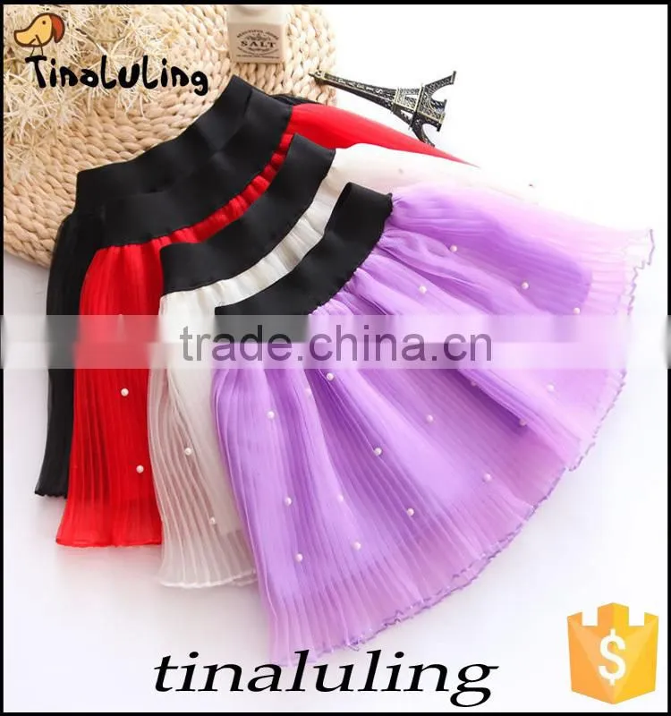 girls red tutu skirts with pearl children black elastic band mini skirts