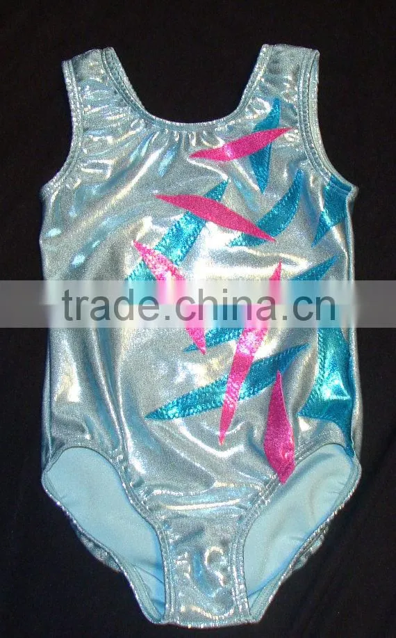 Gymnastics baby leotards Girls in light blue mystique with turquoise & pink mystique overlay Gymnastics leotard Girls size 4-