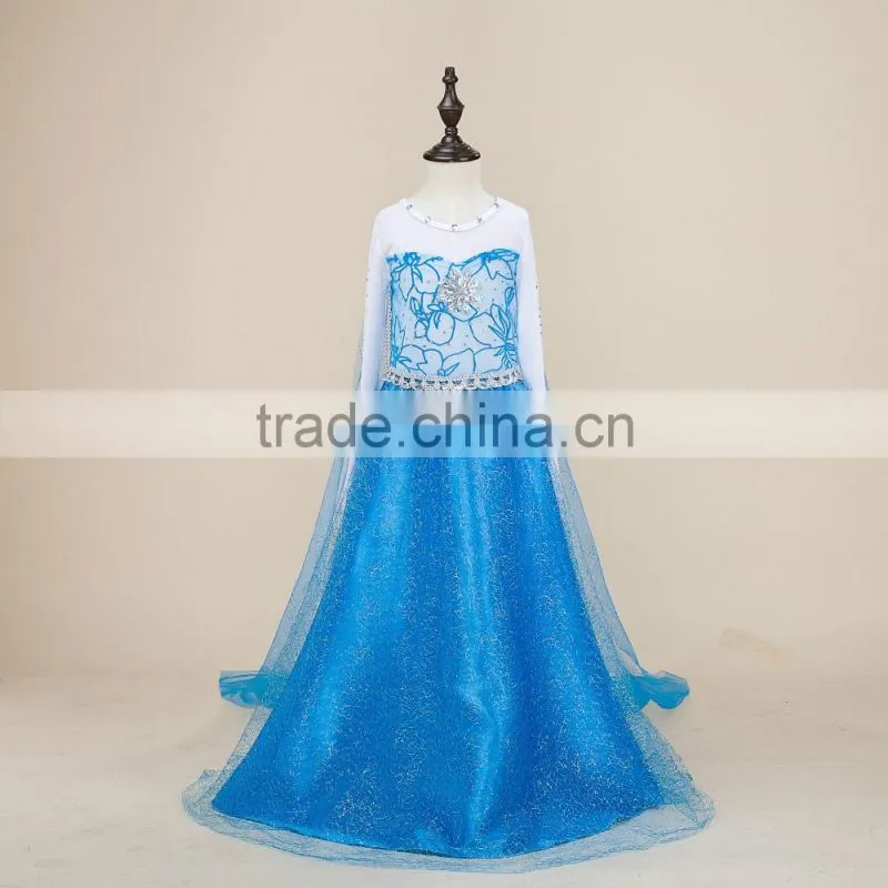 2016 wholesale girl frock design pretty costume frozen elsa princess dress