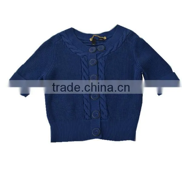 2014 Girl's lovely round neck short sleeve china supplier knit cardigan