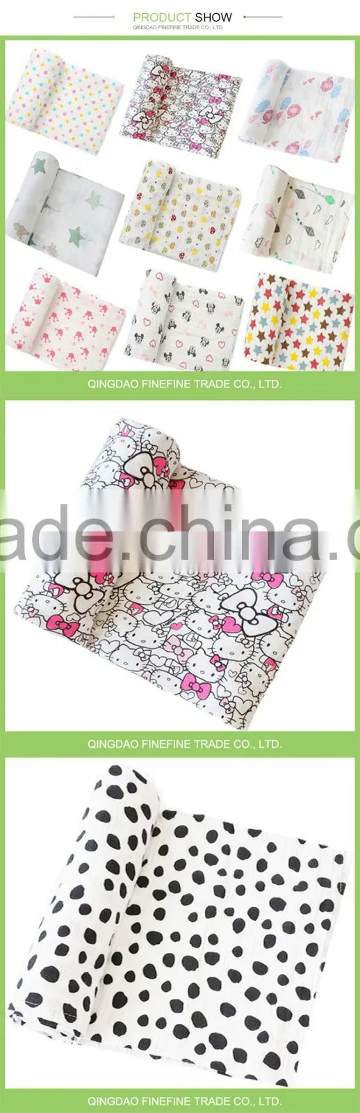 Cheap Soft Bamboo Organic Cotton Fabric Baby Blanket
