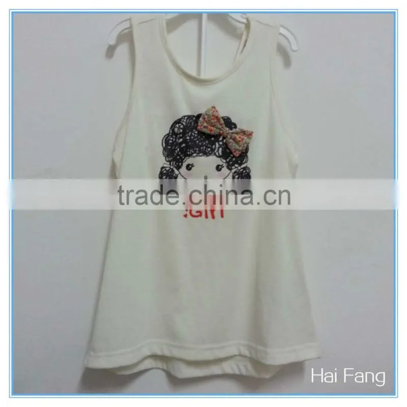Children Girls OEM Cute Vest, Girls Fashion Summer Hot Vests Tops, Knitted Fabric Underwear Set