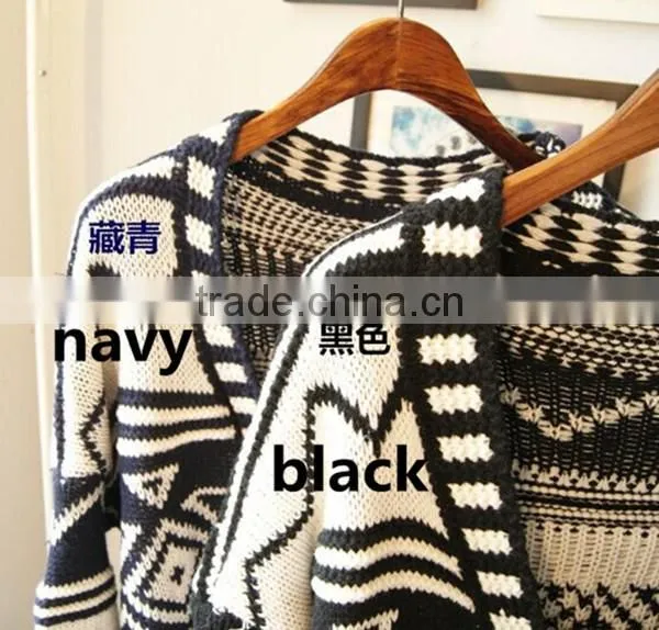 Spring smiles spring and autumn wear new arrival Britpop contrast color loose thick knit sweater women coat