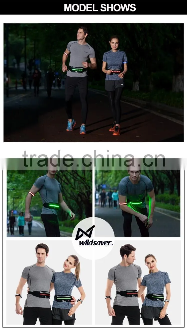 Travel sport running cycling waist bag with led /waist pouch