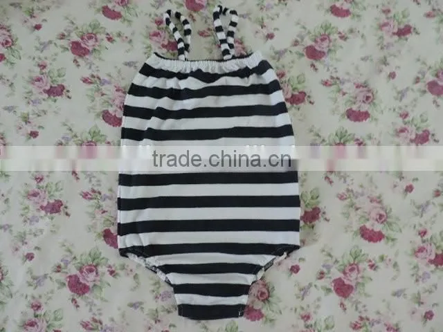 hottest selling infant custom swimwear black and white stripes gallus cotton backless swimwear fresh swimwear top popular summer