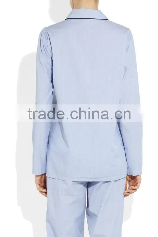 piped cotton pajama set