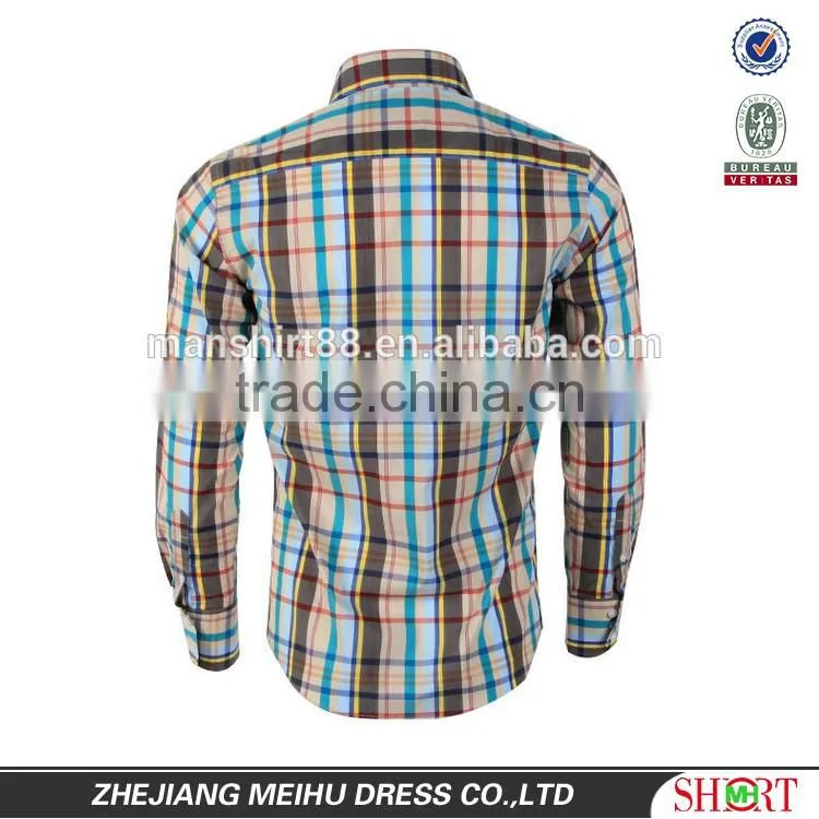 Latest fashion men casual shirts plaid fabric button up shirts for men