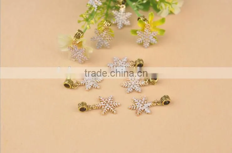 50pcs Gold Christmas Snowflake Crystal Rhinestone Charms Pendant Beaded Jewelry Findings