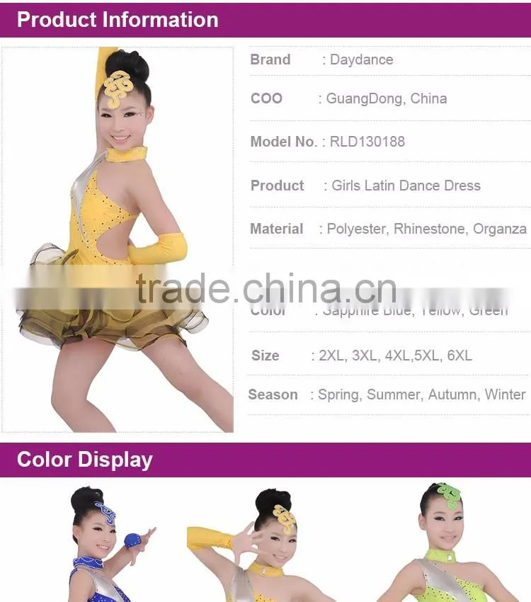 Girls Kids Ballroom Latin Competition Dress Fluffy Skirt Children Latin Dance Costumes
