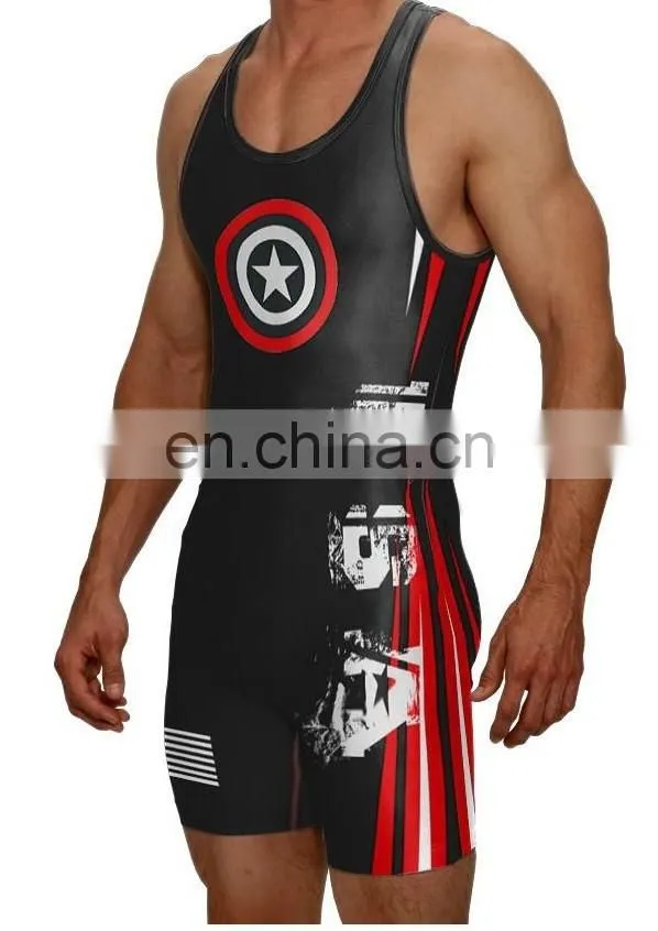 sublimated black plus size wrestling singlets